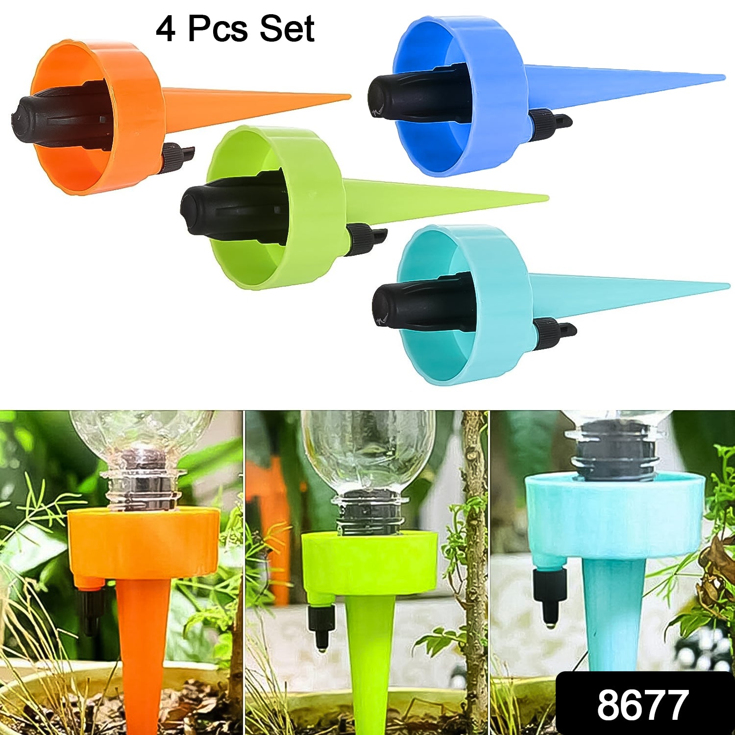 Set of four Wukusy garden auto plant watering devices for efficient, hands-free irrigation of indoor and outdoor plants.