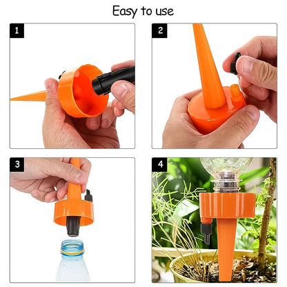 Set of four Wukusy garden auto plant watering devices for efficient, hands-free watering of indoor and outdoor plants.
