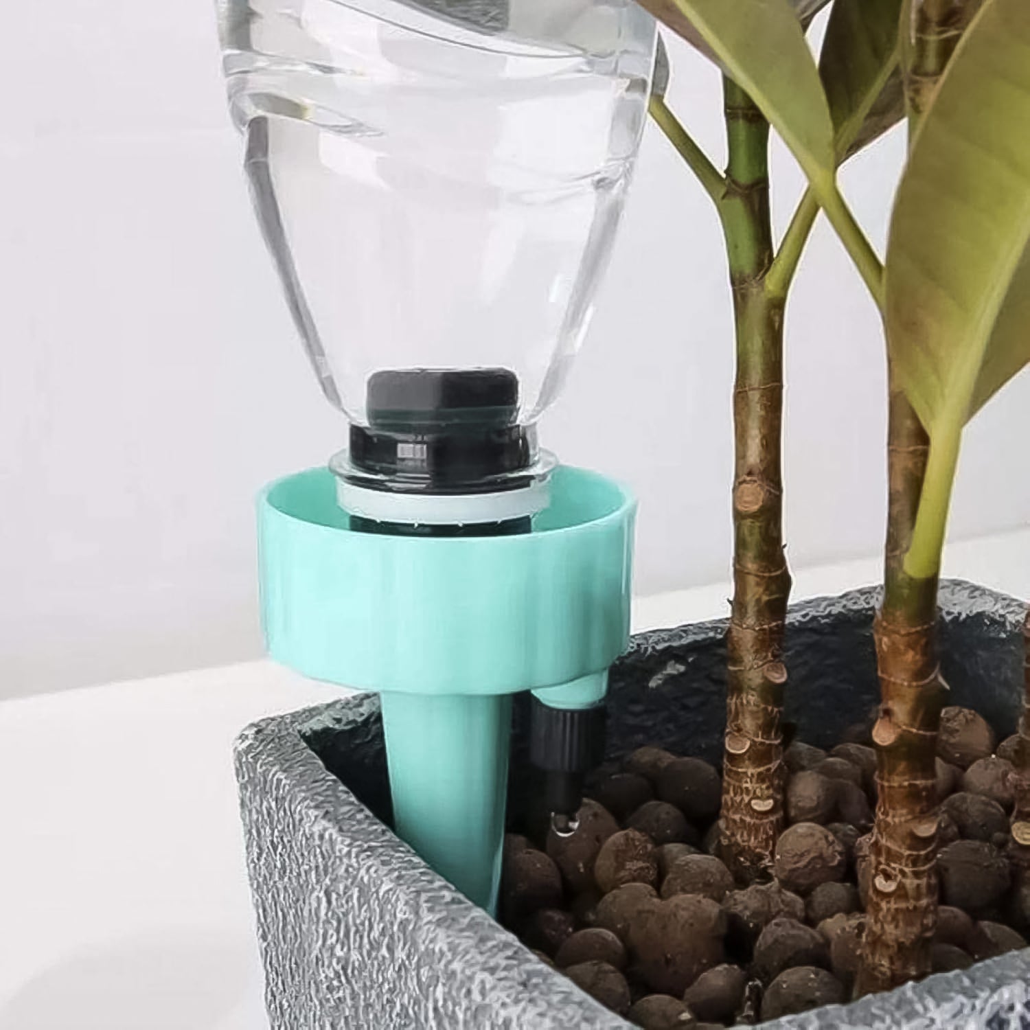 Wukusy garden auto plant watering devices set of 4, with transparent water tubes and adjustable valves for automatic plant irrigation.