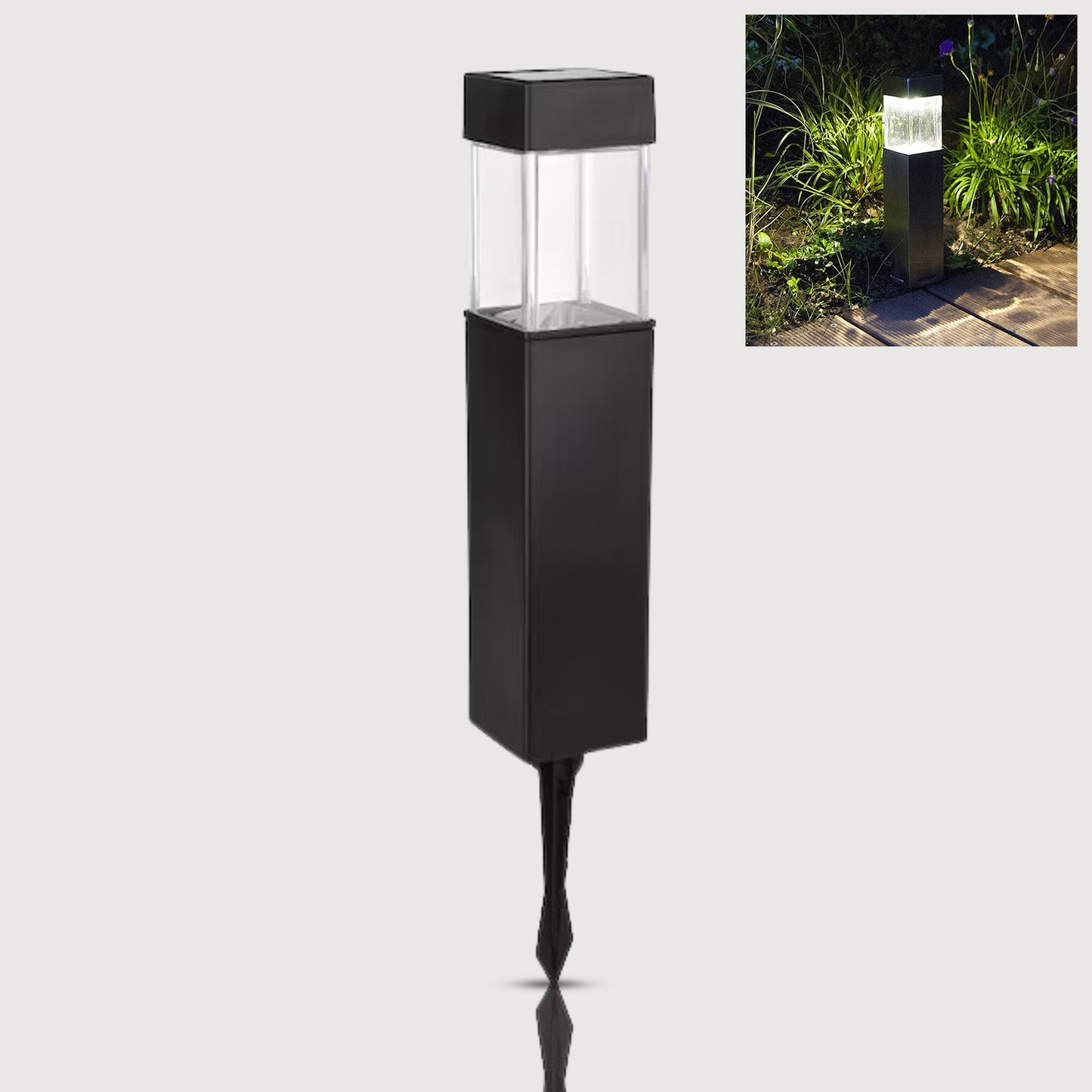Wukusy outdoor garden solar light illuminating a garden path and driveway, providing eco-friendly outdoor lighting.