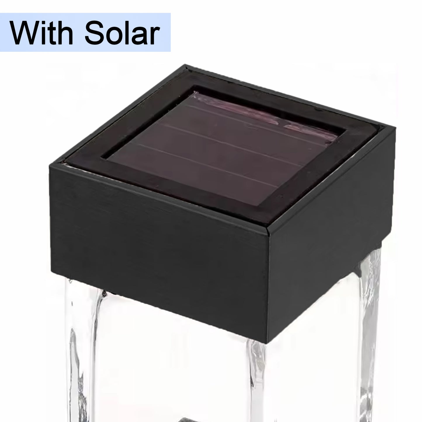 Wukusy outdoor garden solar light illuminating a garden pathway with a black stake and clear cover, perfect for driveway lighting.