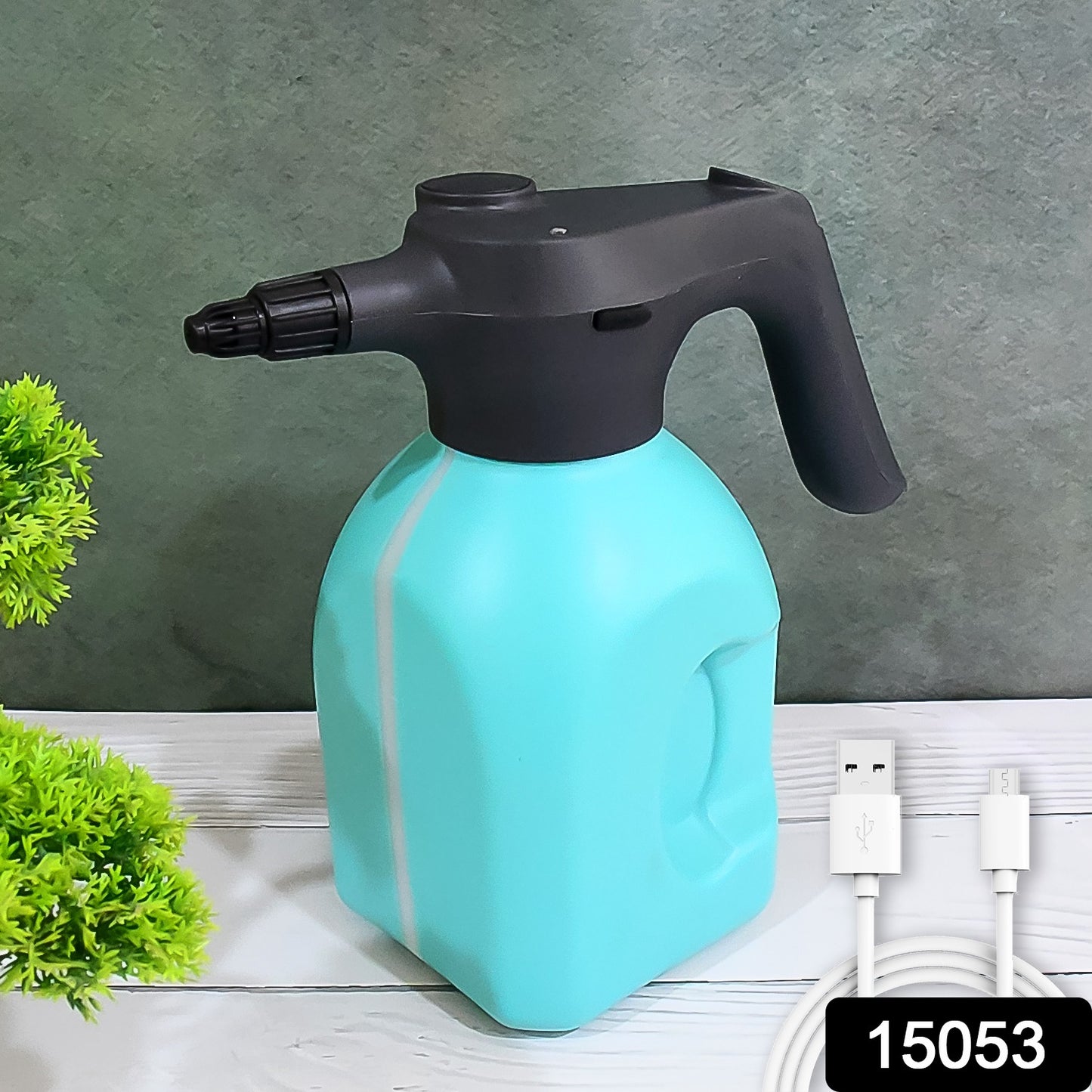 Wukusy electric garden spray bottle and watering can, 2-liter capacity, automatic water sprayer for garden plant watering.