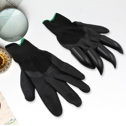 Wukusy garden farming gloves with fingertip claws, pair of durable plastic claws for gardening and planting tasks.