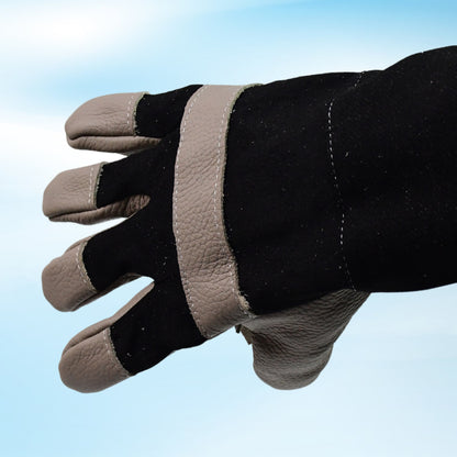 Wukusy leather gardening gloves for men and women, heavy-duty garden gloves, pair showing durable leather material.