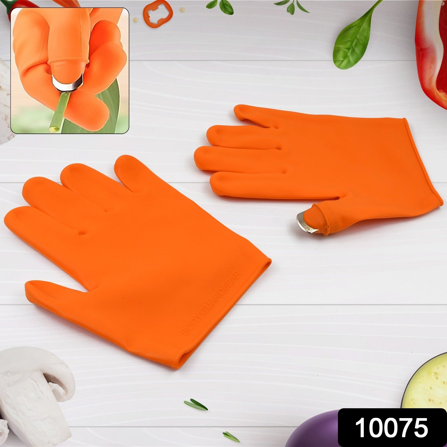 Wukusy garden silicone thumb knife and finger protector gloves for vegetable cutting and harvesting.