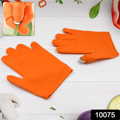 Wukusy garden silicone thumb knife and finger protector gloves for vegetable cutting and harvesting.