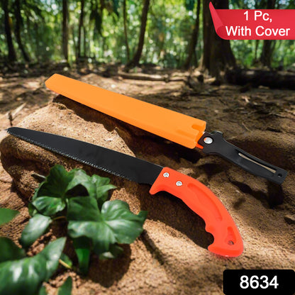 Wukusy garden hand pruning saw with cover, ideal for cutting tree branches and pruning garden plants.