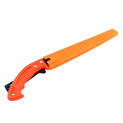 Wukusy garden hand pruning saw with cover, designed for cutting tree branches, featuring a durable blade and ergonomic handle.