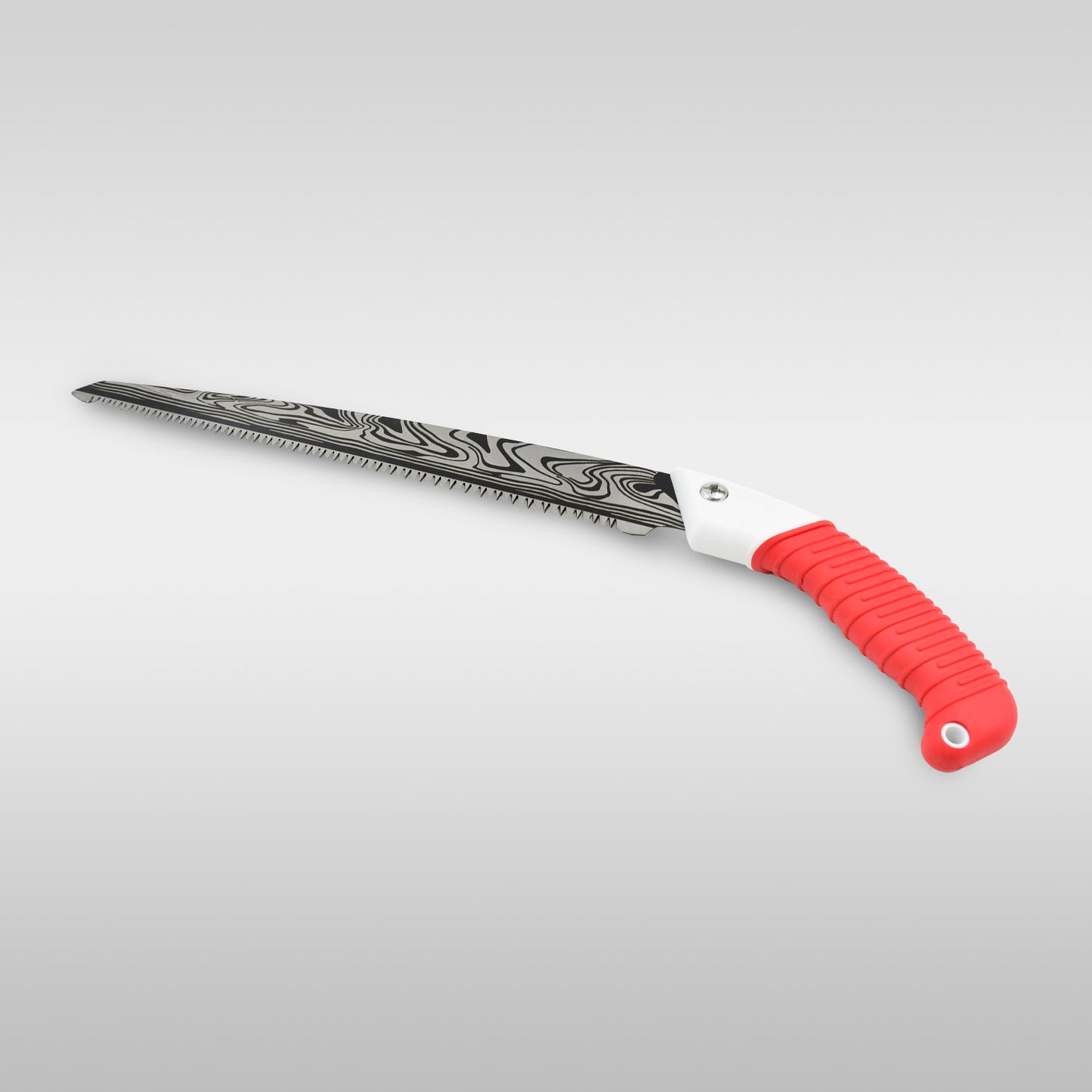 Wukusy garden hand pruning saw with cover, designed for cutting tree branches and garden pruning tasks.