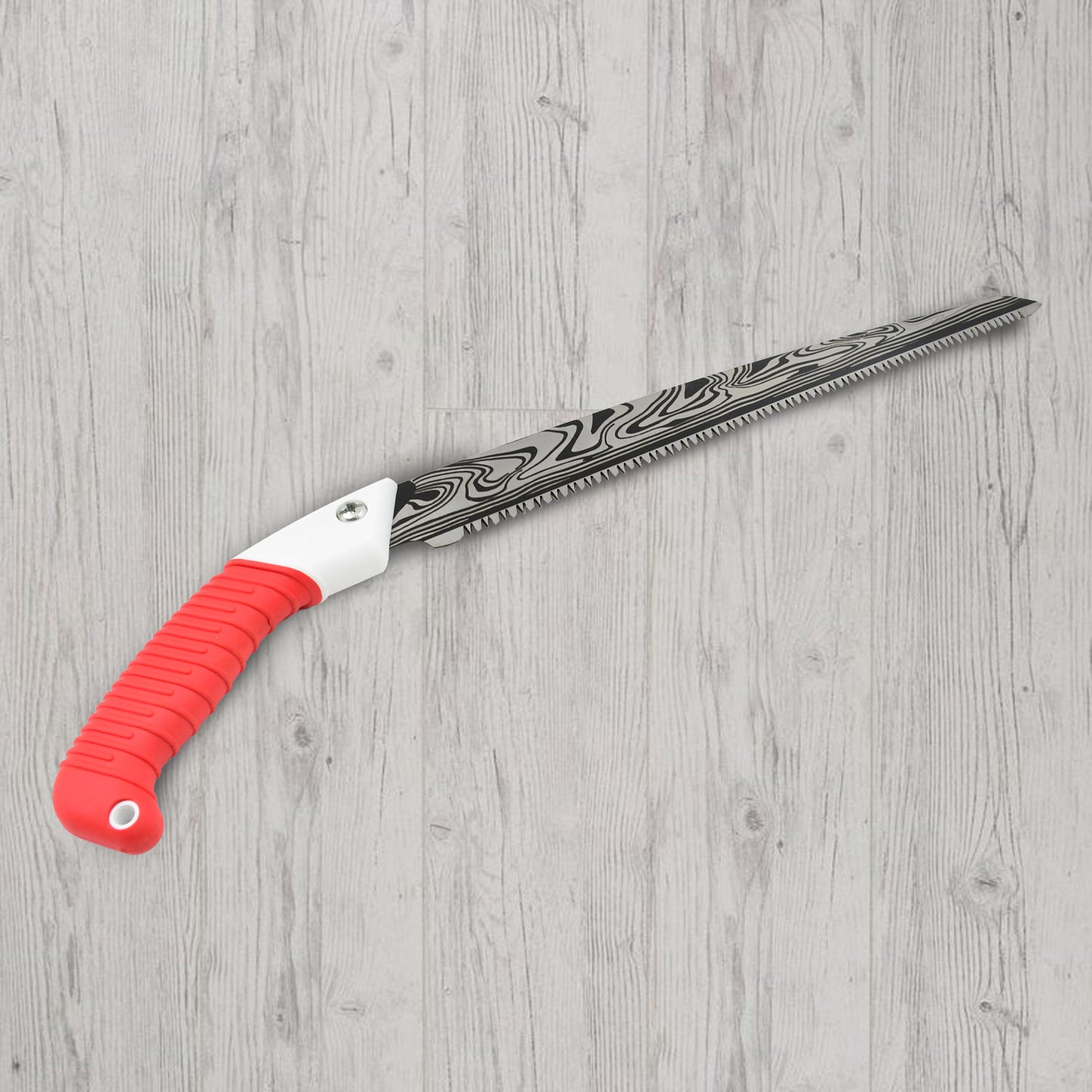 Wukusy garden hand pruning saw for tree branches with protective cover, ideal for trimming and cutting branches.