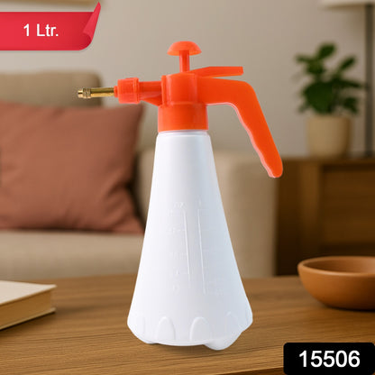 Wukusy handheld garden pressure water sprayer bottle, 1 liter, with adjustable nozzle for watering plants and garden tasks