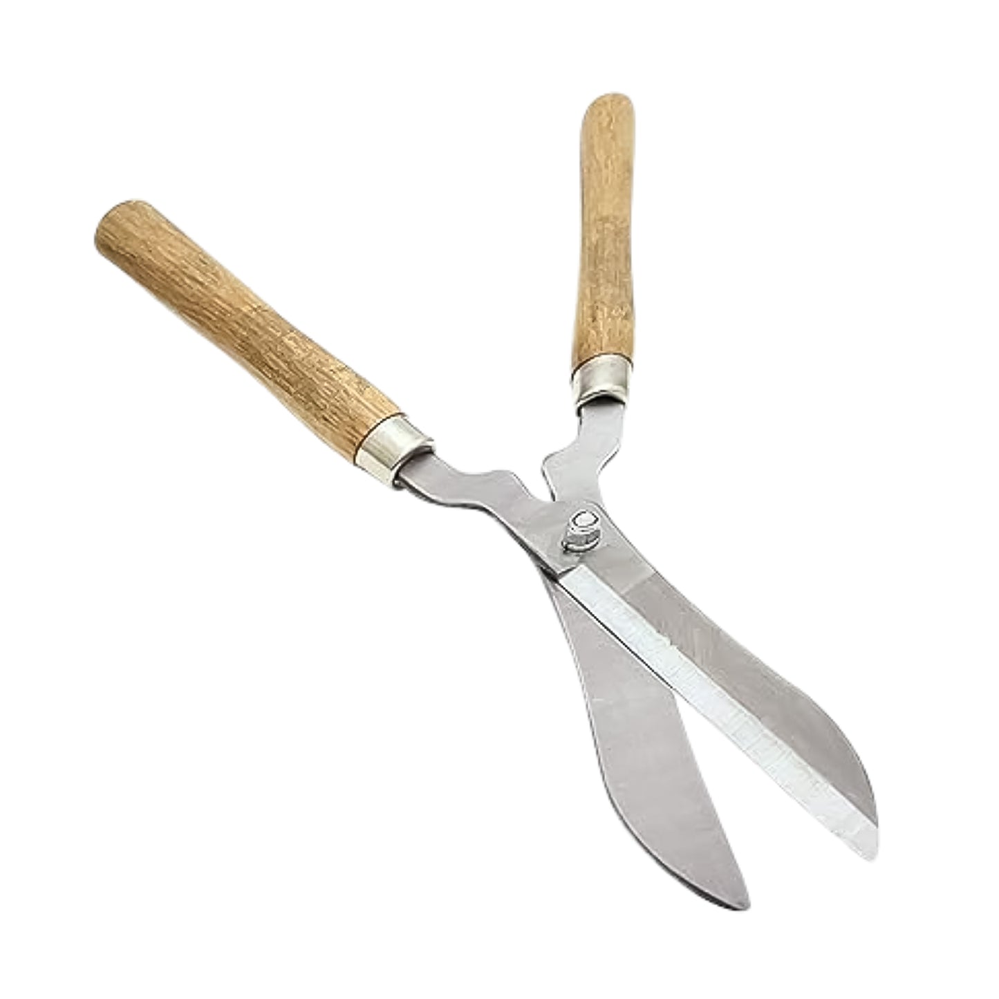 Wukusy heavy-duty garden hedge shear with wooden handle, featuring sharp blades for trimming shrubs and hedges.