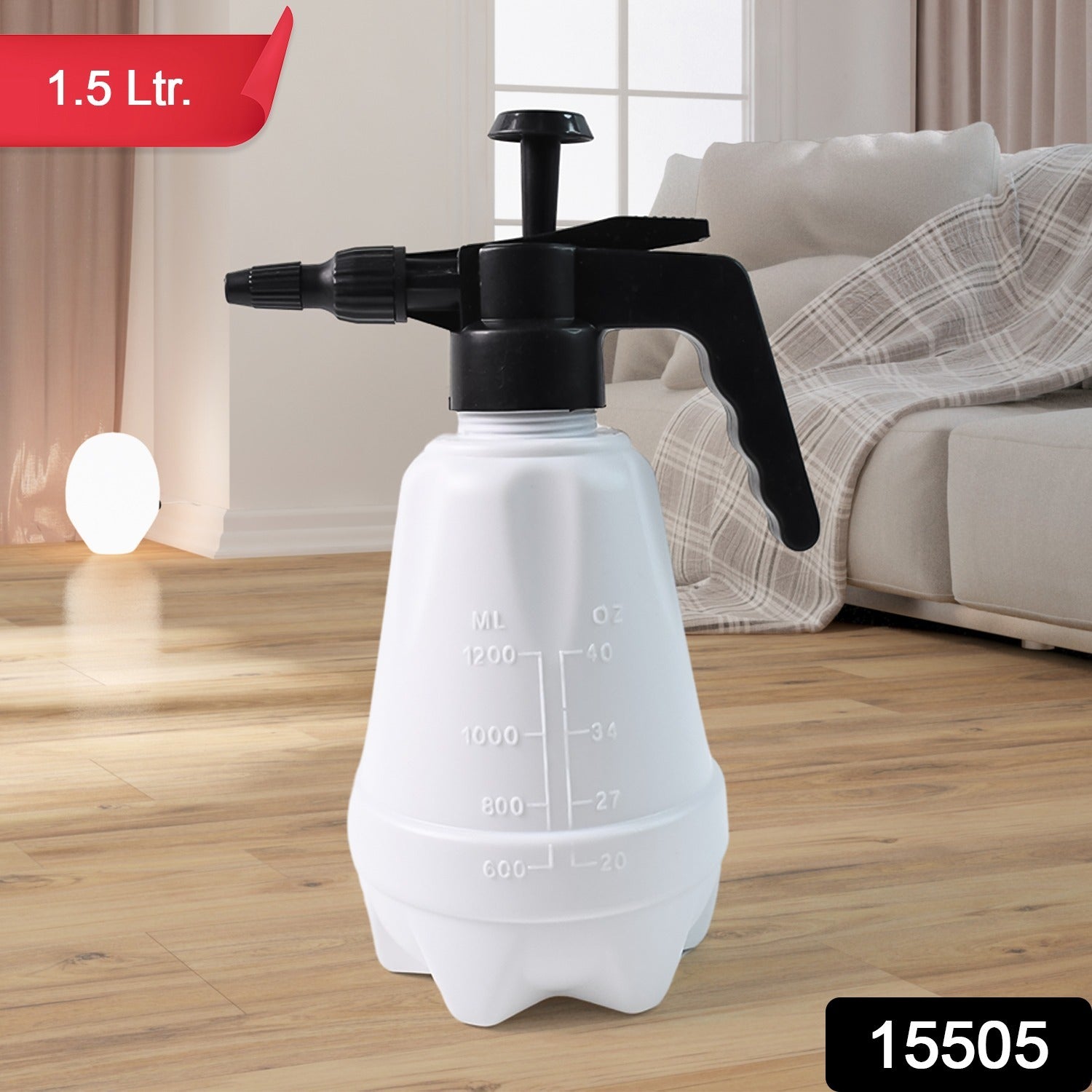 Wukusy heavy-duty plastic garden pressure spray bottle, 1.5 L, with adjustable nozzle and ergonomic handle for gardening tasks.