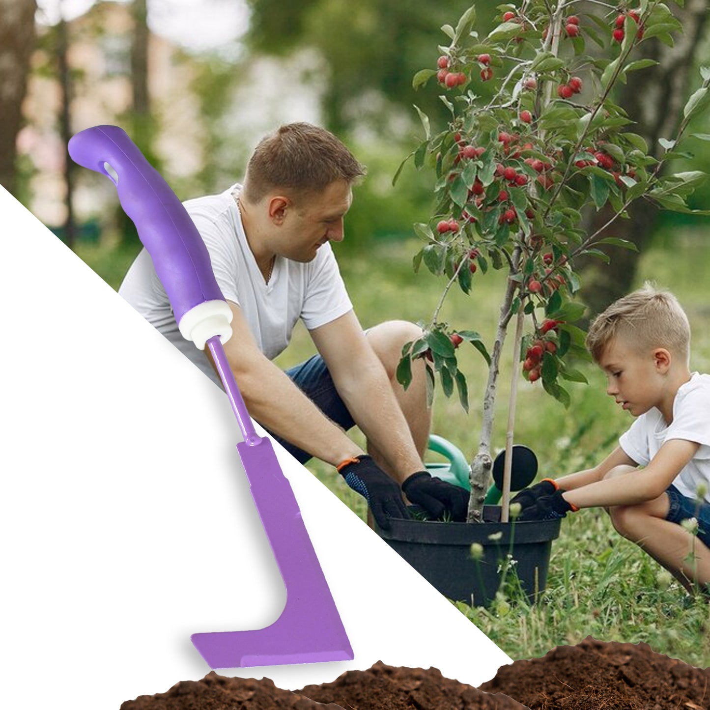 Wukusy heavy-duty garden tools kit with pruning shears, trowel, and cultivator for home and outdoor gardening tasks.