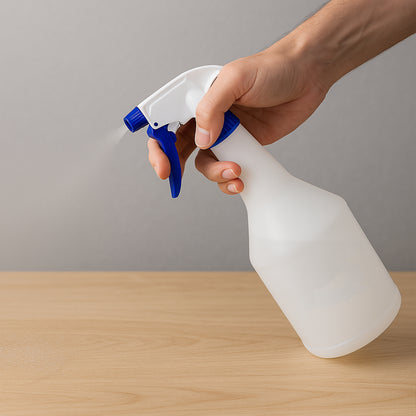 Wukusy 1L garden plastic trigger spray bottle for watering and plant care, with a clear plastic container and adjustable nozzle.