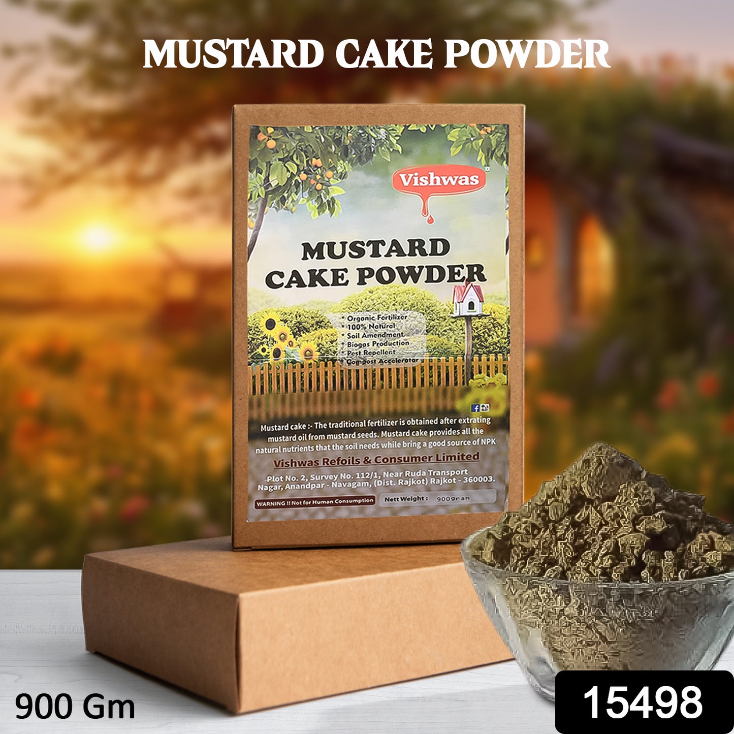 Wukusy Garden Mustard Cake Fertilizer for Plants, 900g, natural organic fertilizer for healthy garden growth