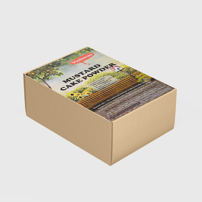 Wukusy Mustard Cake Fertilizer for Plants, 900g, natural garden fertilizer showing mustard cake in a container