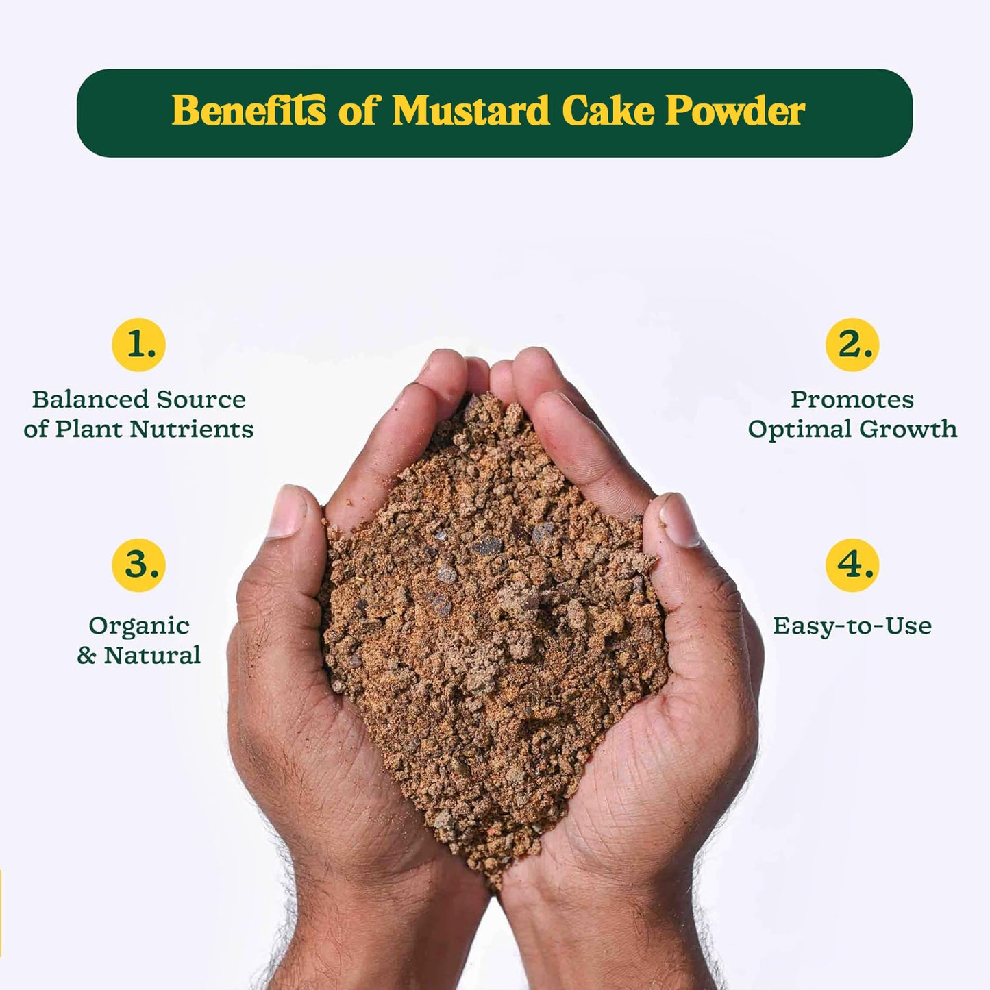 Wukusy Mustard Cake Fertilizer for Garden Plants in 900g package, natural organic plant fertilizer, close-up of product packaging