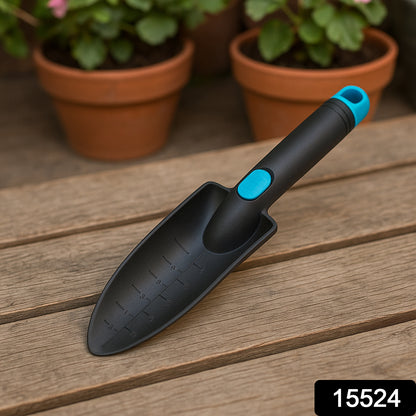 Wukusy plastic heavy-duty garden hand trowel with measurement marks for planting and gardening tasks.