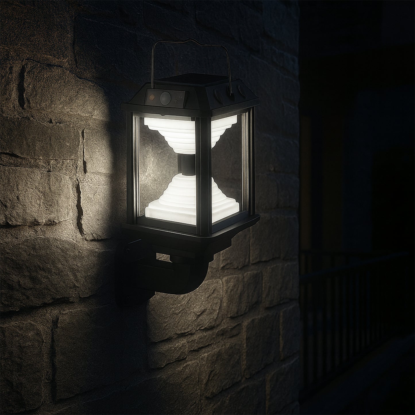 Wukusy garden solar induction LED wall lamp with motion sensor, outdoor lighting fixture mounted on wall, energy-efficient and modern design