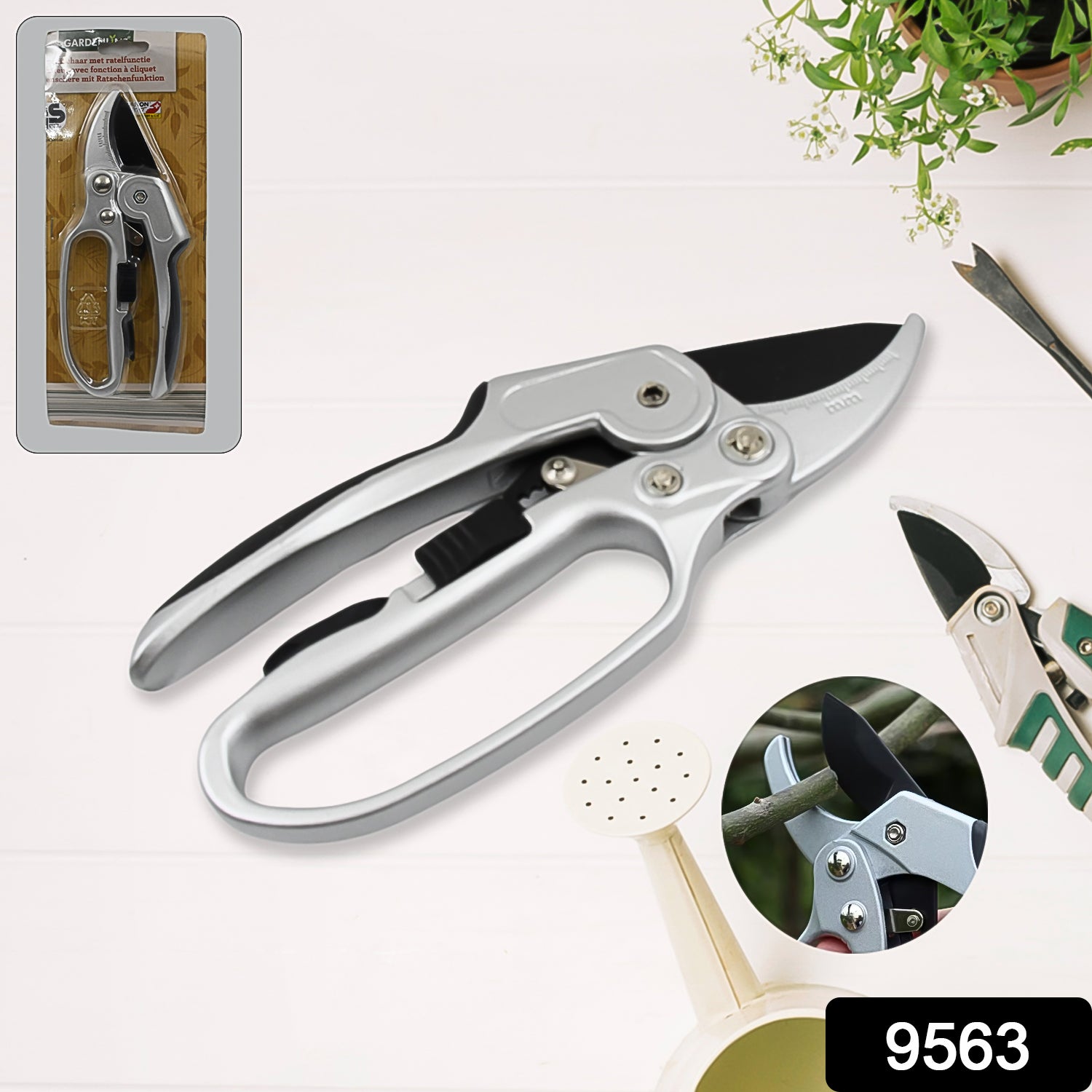 Wukusy garden pruning shear, steel hand shears, 20 cm (8 inch) gardening tools, suitable for trimming plants and shrubs