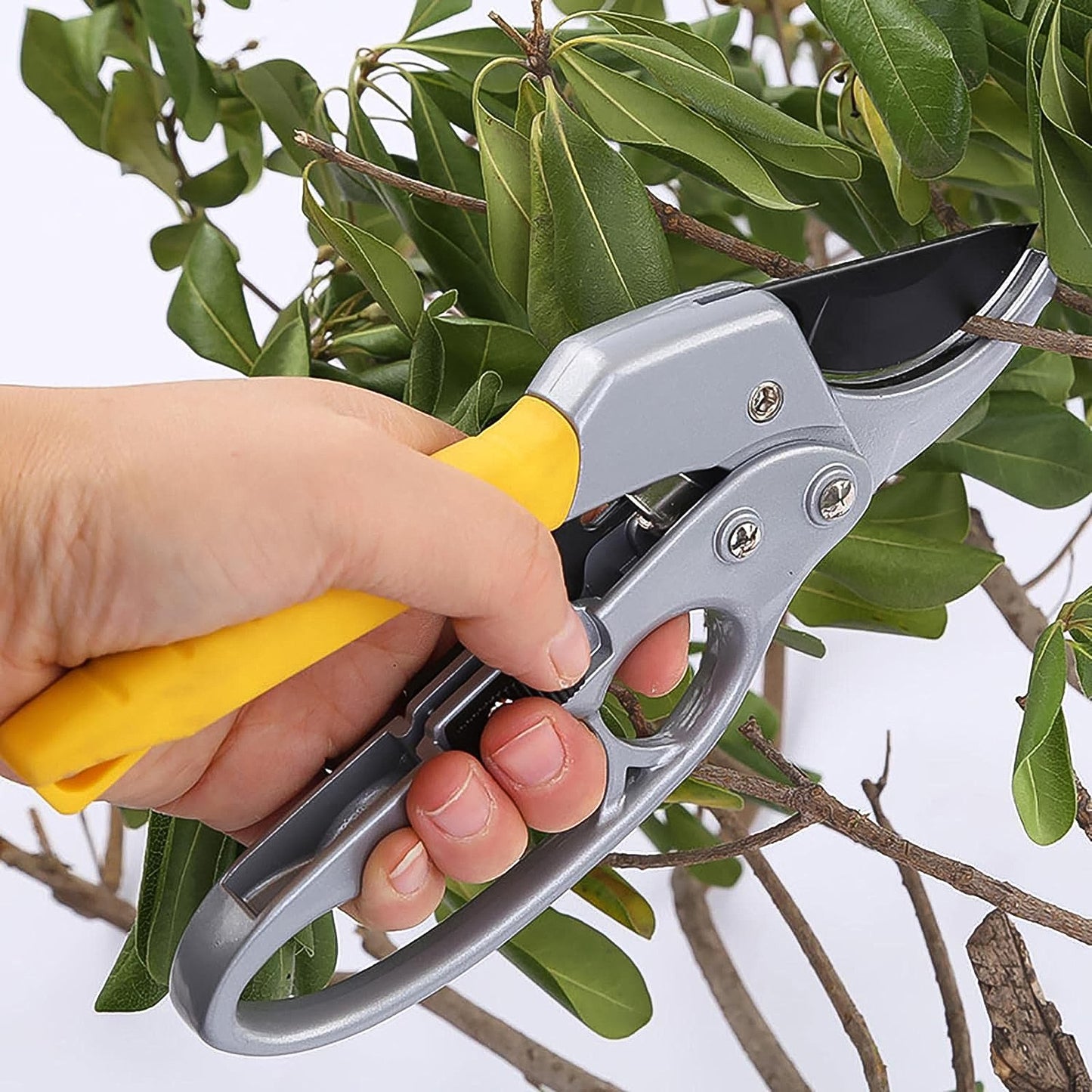 Wukusy gardening pruning shears with ergonomic handles, designed for pruning plants and shrubs in the garden.
