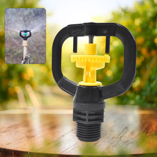 Wukusy garden rotating irrigation sprinkler nozzle, plastic spray head for watering lawns and garden beds.