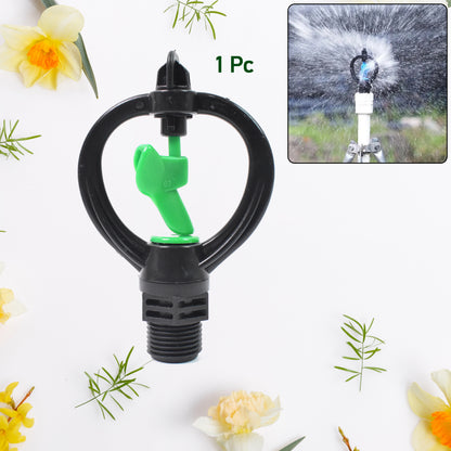 Wukusy garden rotating irrigation sprinkler with rain-shaped butterfly plastic spray nozzle, ideal for watering lawns and flower beds.