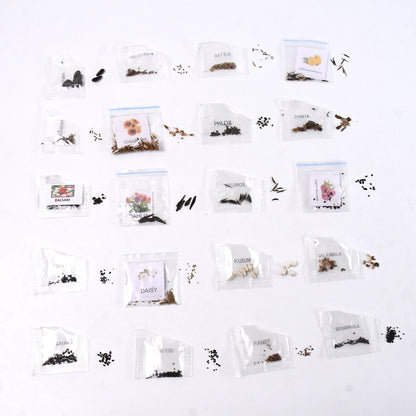 Wukusy garden flower seed packets with 20 varieties of colorful flower seeds in a single combo pack.