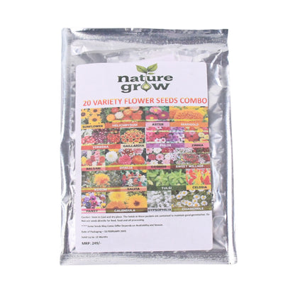 Assortment of Wukusy flower seed packets featuring 20 different varieties for garden planting.
