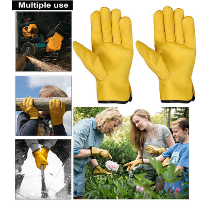 Pair of Wukusy garden work gloves, B-grade, durable fabric with reinforced palms, designed for gardening tasks and hand protection.