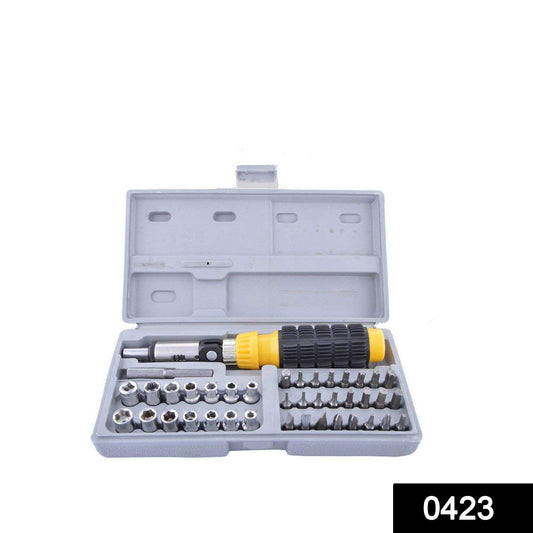 Wukusy 41-piece socket and screwdriver tool kit accessories set with various hardware tools and parts for repair and assembly.