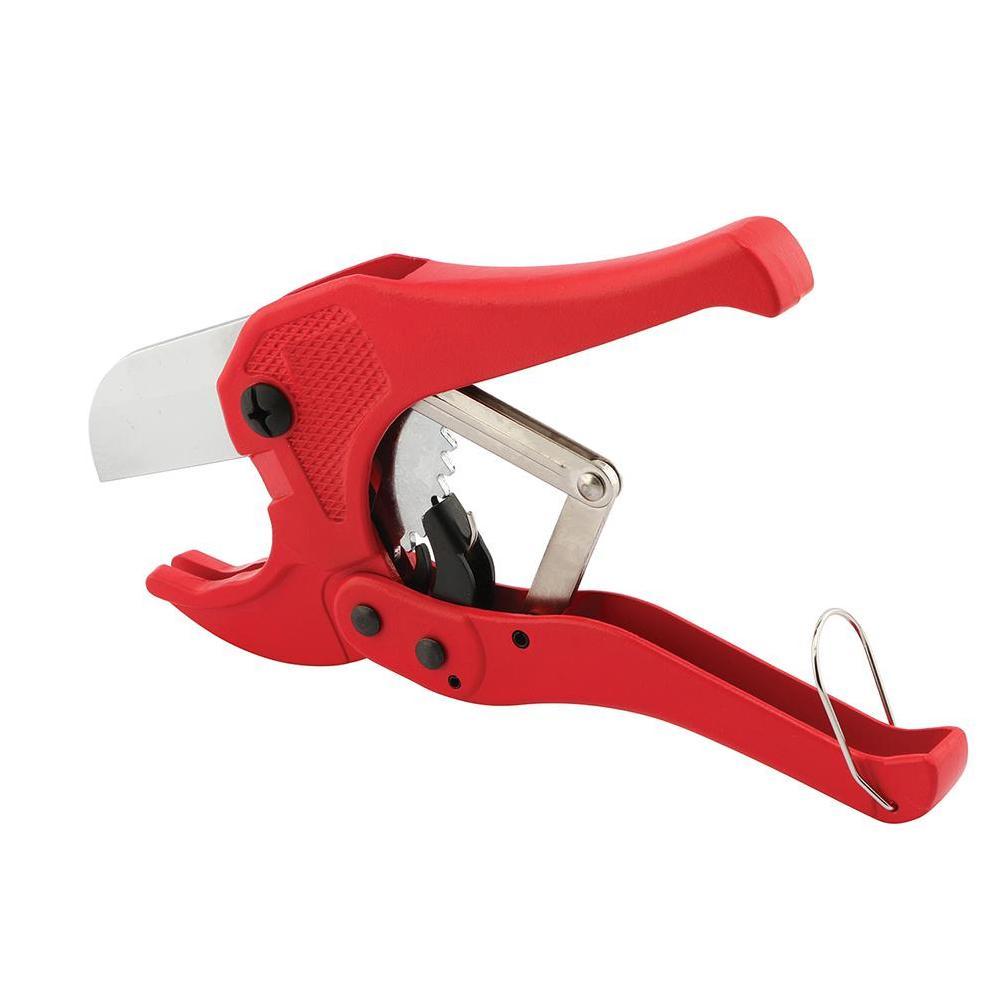 Wukusy 413 PVC pipe cutter tool for cutting pipes and tubing, shown with the tool's blade and handle in a hardware setting.