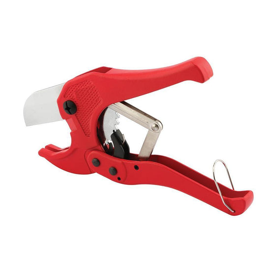Wukusy 413 PVC pipe cutter tool for cutting pipes and tubing, shown with the tool's blade and handle in a hardware setting.
