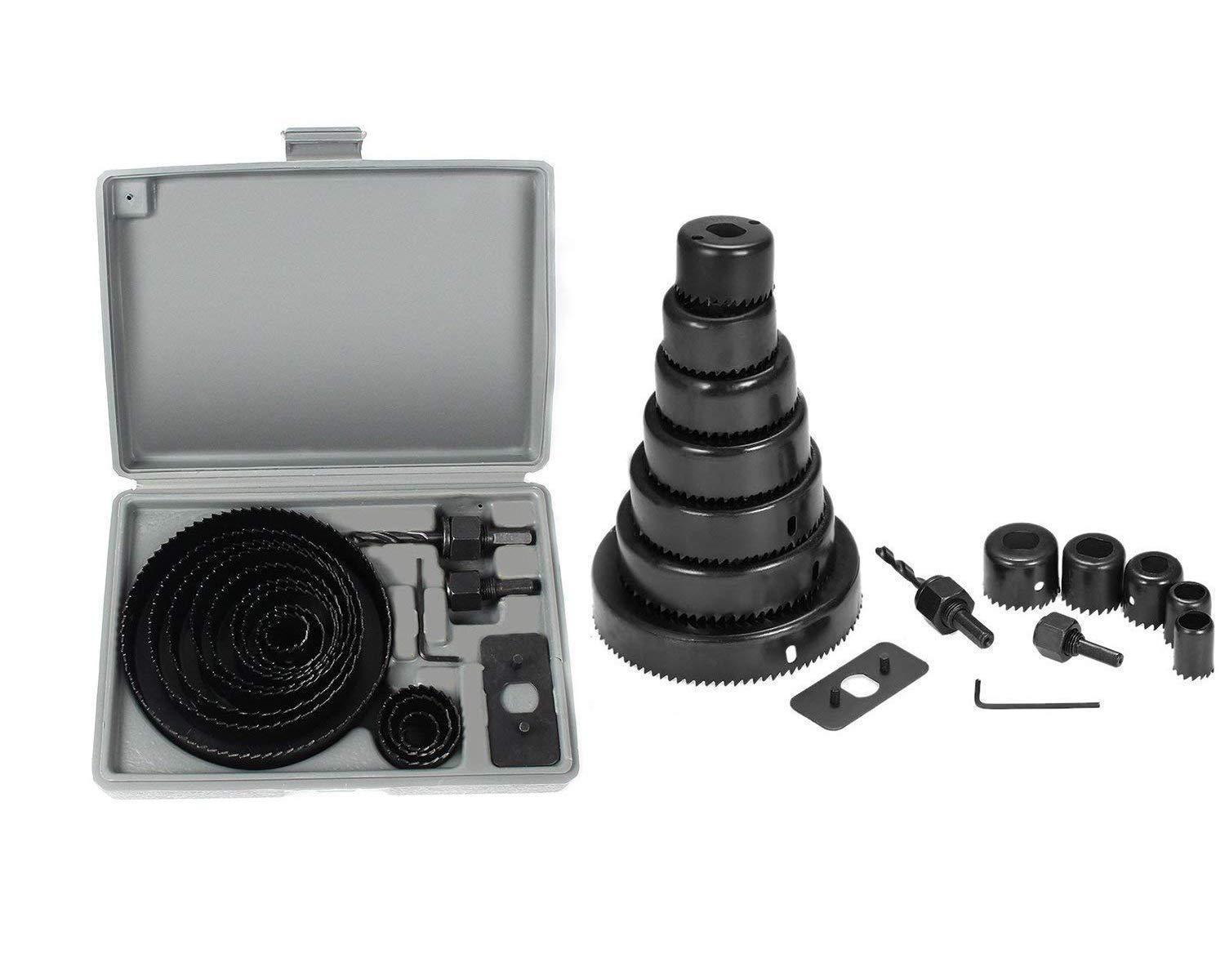 Wukusy 432 Hole Saw Drill Bit Set with 16pcs for woodworking and metalworking, featuring various sizes for versatile drilling tasks.