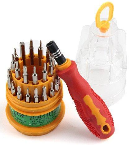 Wukusy 461 Magnetic 31-in-1 Repairing Screwdriver Tool Set Kit with various screwdriver bits and a magnetic handle for hardware repairs.