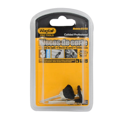 Three brass wire wheels by Wukusy, rust removal tools for hardware cleaning and polishing applications.
