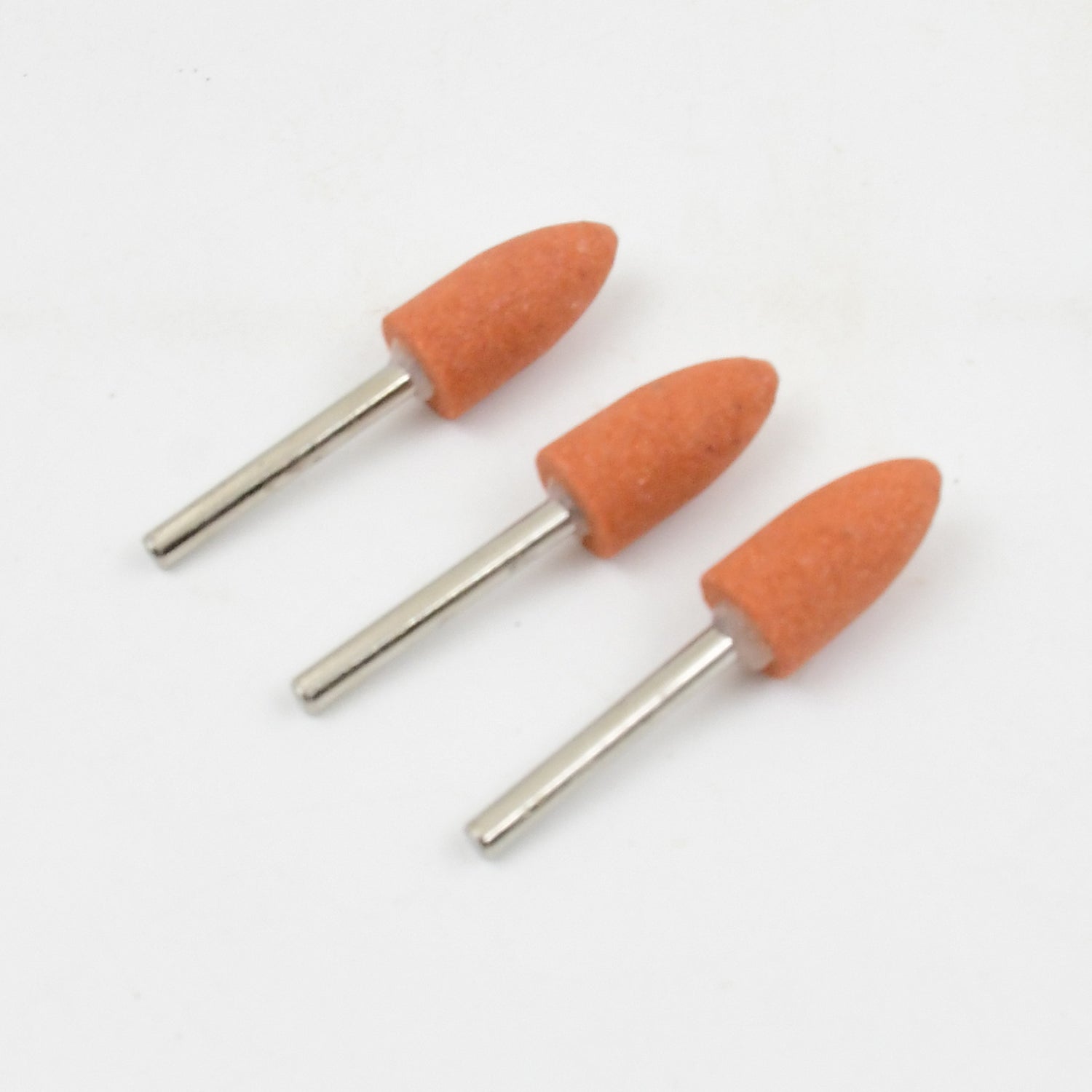 Wukusy Bullet Shape Rotary Grinding Stone Set with 3 different grinding stones for metal and hardware polishing and shaping.