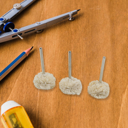 Set of three Wukusy cotton polishing buffing wheels for Dremel rotary tools, ideal for detailed polishing and finishing tasks.