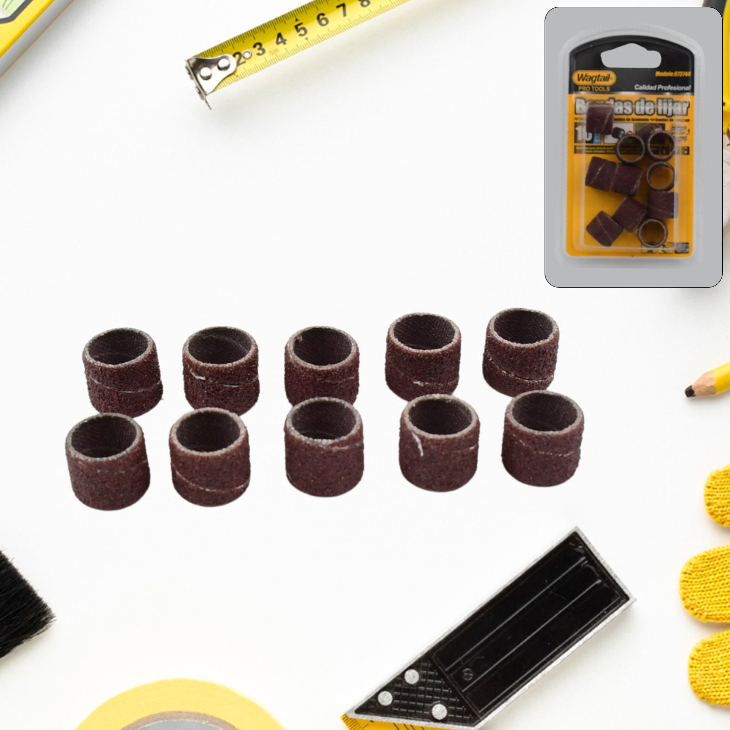 Wukusy hardware drum polishing kit with 10 sanding sleeves for drum finishing and surface smoothing.