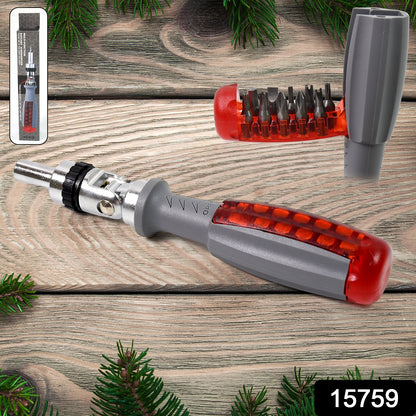Wukusy multi-bits ratchet screwdriver set with adjustable angle and two-way ratcheting mechanism, hardware tool for versatile screwing.