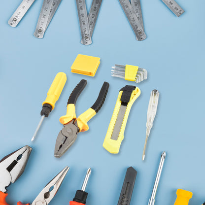 Wukusy 11-piece multi-functional hardware tool set with various tools for home repair and DIY projects.