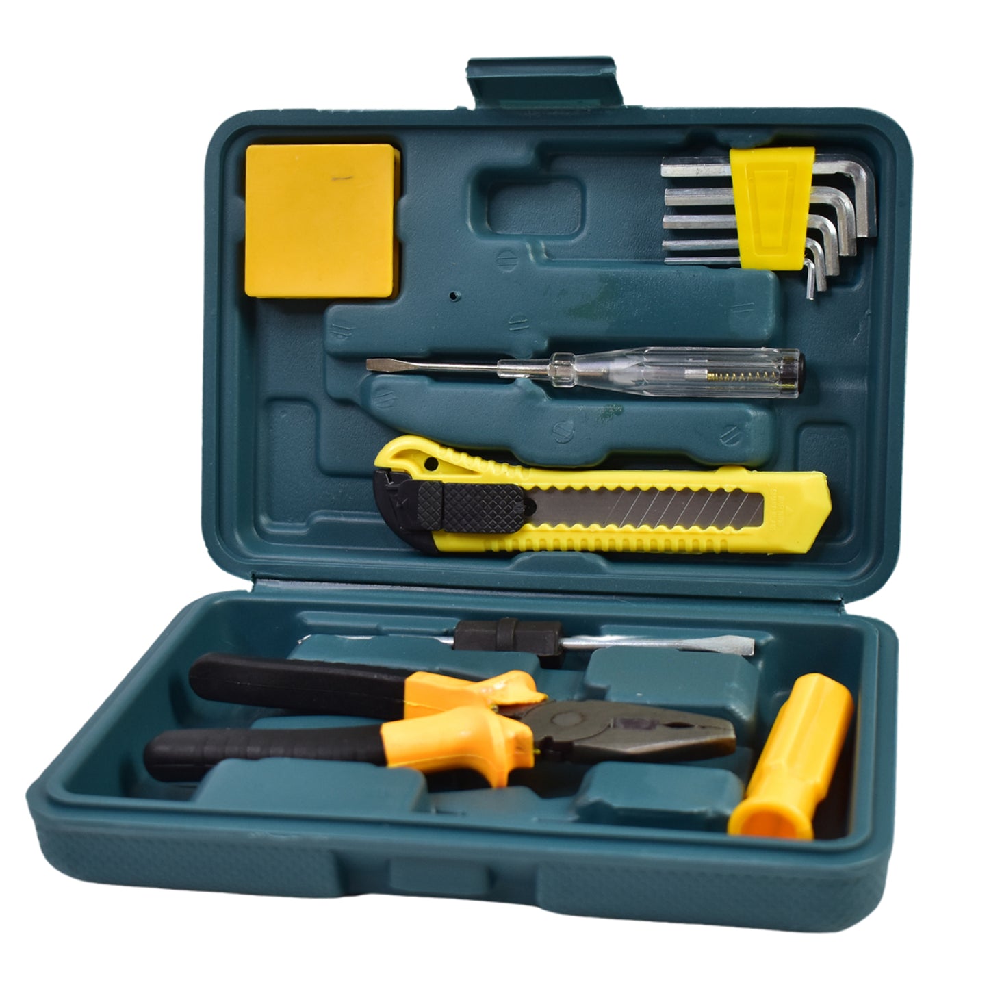 Wukusy 11-piece multi-functional hardware tool set with pliers, screwdrivers, and wrenches for home repair and projects