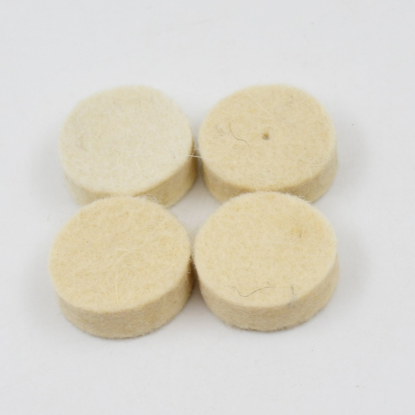 Set of five Wukusy wool felt polishing pads for rotary tools, ideal for fine polishing and finishing tasks in hardware projects.