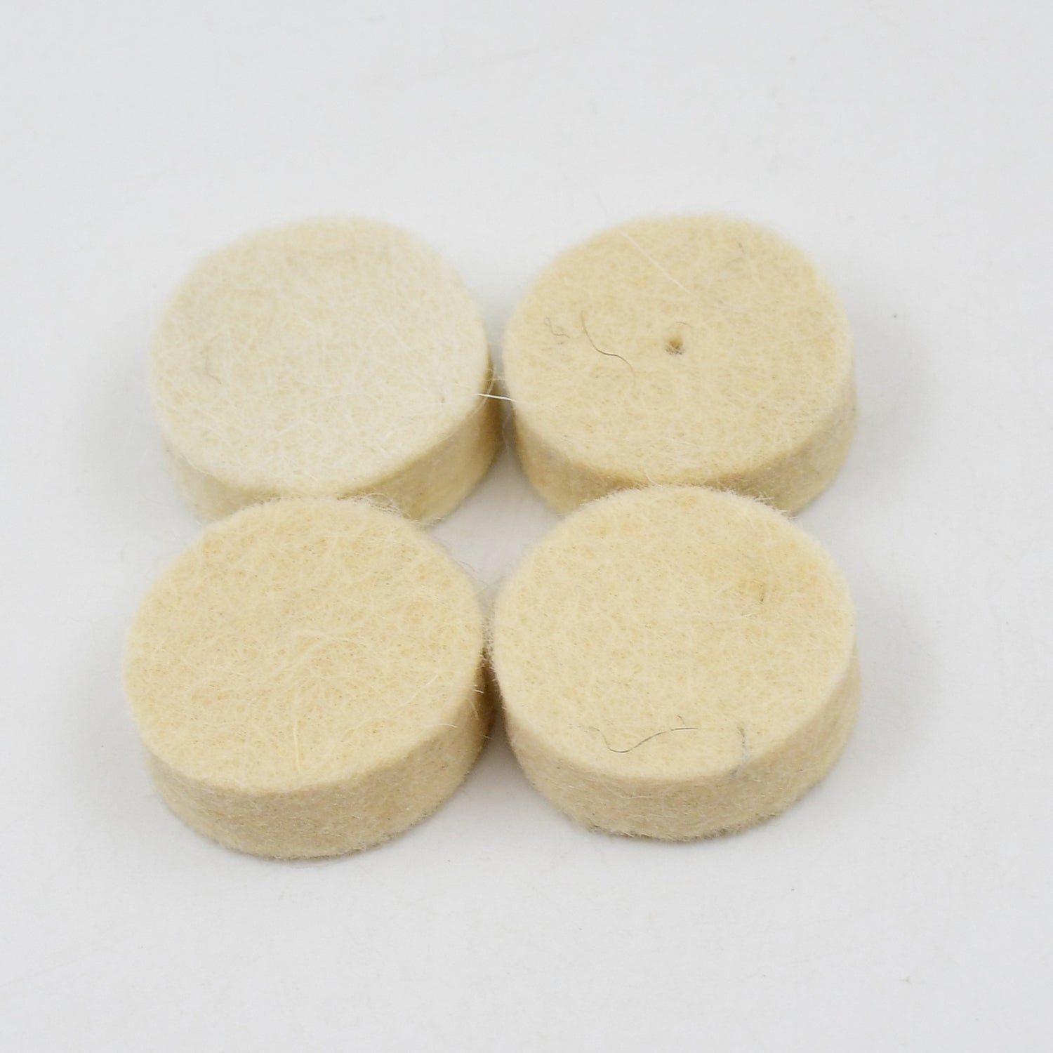 Set of five Wukusy wool felt polishing pads for rotary tools, ideal for fine polishing and finishing tasks in hardware projects.