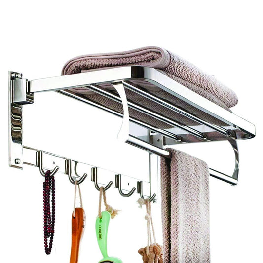 Wukusy stainless steel folding towel rack and towel bar, 18-inch, hardware fittings for bathroom organization