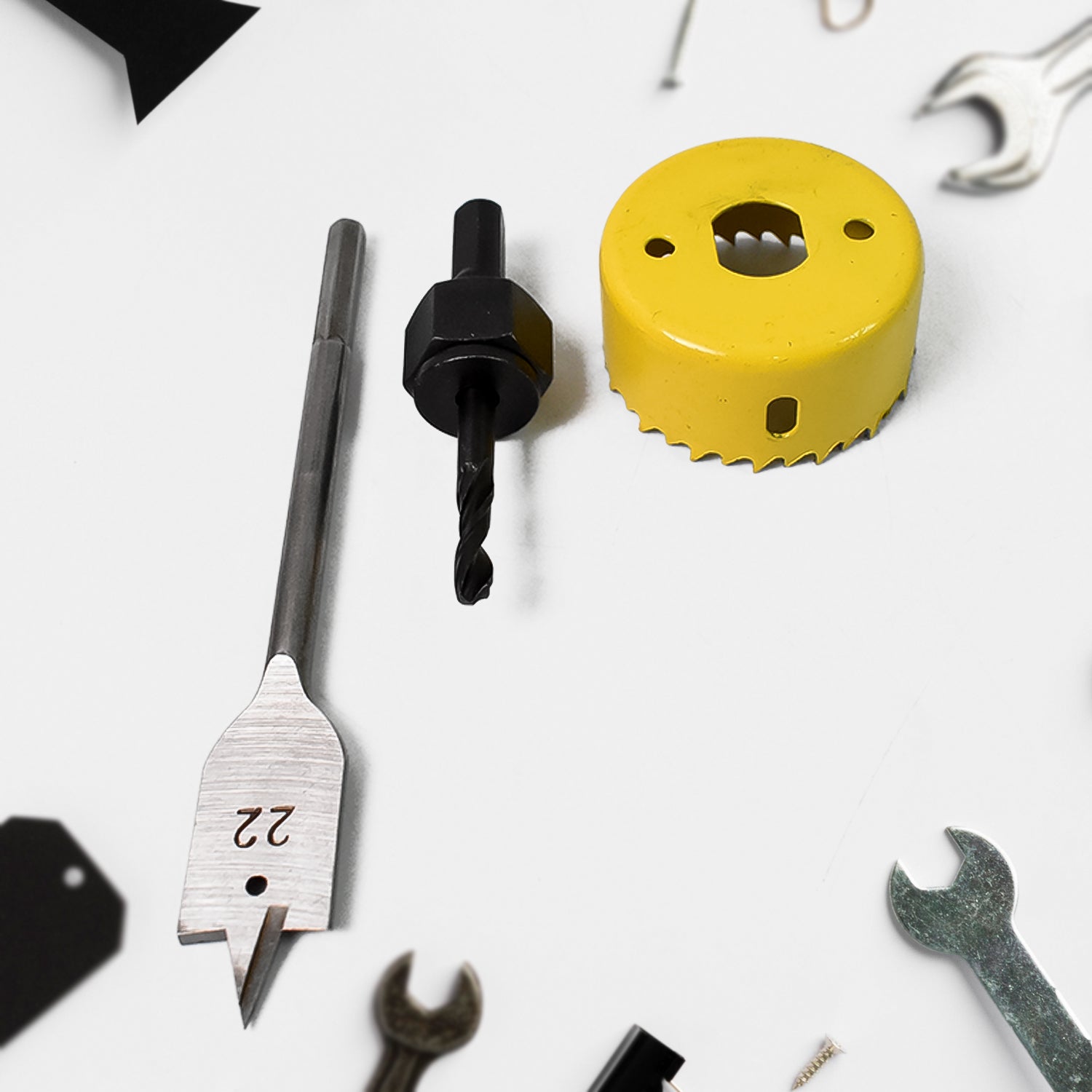 Wukusy door lock installation hole saw kit with 22mmx150mm blades for precise hardware fitting and lock installation.