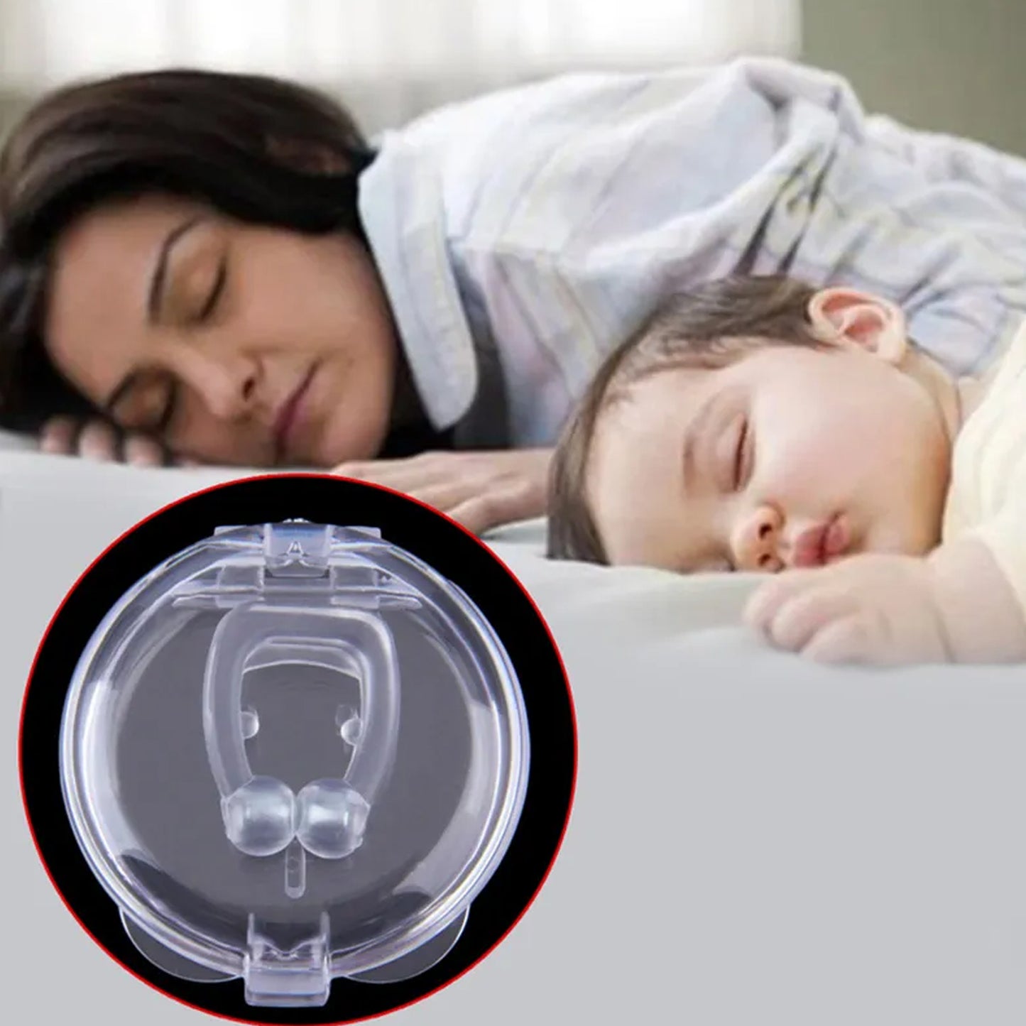 Wukusy silicone magnetic anti-snore nose clip for men and women, designed to reduce heavy snoring during sleep.