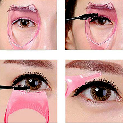 Wukusy 3-in-1 plastic eyelash tool with mascara applicator, eyelash curler, and comb for precise eye makeup application.