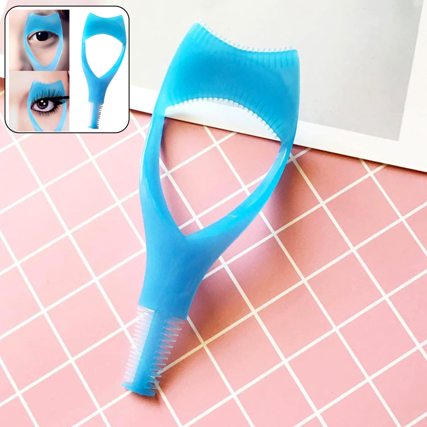 Wukusy 3-in-1 plastic eyelash tool with brush, curler, and comb for precise eye makeup application and eyelash enhancement.